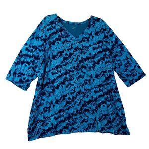 Catherines Blouse 3XL 3/4 Sleeve Sheer Polyester Asymmetric Sash Career Dressy
